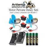 Motor Deney Seti 1 Paket Pervane Dc Motor Anahtar Pil Yatagi Pil Krokodil Kablo Okul Sinif Deney Malzemesi