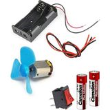 Motor Deney Seti, Dc Motor, Anahtar, Pil Yatağı, Pervane, Iletken Kablo, Pil - 001-Renkli