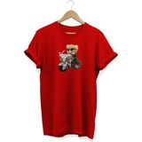 Motorcu Ayı Baskılı T-Shirt - XL - Kırmızı