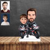 Motorcu Baba ve Oğlu Karikatür Figürü,Sevgiliye Hediye,Doğum Günü Hediyesi