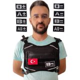 Motorcu Göğüs Çantası Turuncu Reflektörlü Su Geçirmez Kan Grubu Seçenekli - Kırmızı