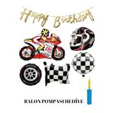 Motorcu Konsept Motorsiklet Motor Folyo Balon Doğum Günü Seti Balon Pompası Hediye