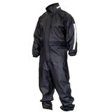 Motorcu Yağmurluk Takımı,%100 Su Geçirmez PVC, Cepli, Reflektörlü, Fermuarlı, Siyah (4XL)