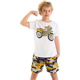 Motorcycle Erkek Çocuk Yazlık T-shirt Kamuflaj Şort Takım