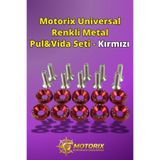 Motorix Universal Renkli Metal Pul&Vida Seti - Kırmızı