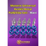 Motorix Universal Renkli Metal Pul&Vida Seti - Mavi
