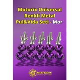 Motorix Universal Renkli Metal Pul&Vida Seti - Mor