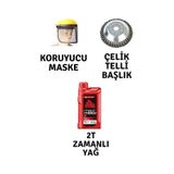 Motorlu Tırpan Seti Koruyucu Maske-Çelik Telli Başlık-Yağ