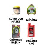 Motorlu Tırpan Seti Koruyucu Maske-Misina-Örümcek Başlık-Yağ