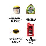 Motorlu Tırpan Seti Koruyucu Maske-Misina-Otomatik Başlık-Yağ