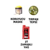 Motorlu Tırpan Seti Koruyucu Maske-Tırpan Tepsi-Yağ