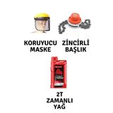 Motorlu Tırpan Seti Koruyucu Maske-Zincirli Canavar Başlık-Yağ