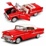 MOTORMAX 1:18 1955 Chevy Bel Air Convertible Model Araba, Üstü açılabilen, Koleksiyonluk Diecast Klasik Amerikan Cabrio Araç Modeli, Detaylı Metal Oyuncak ve Sergileme Arabası MM-73184 (KIRMIZI)