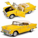 MOTORMAX 1:18 1955 Chevy Bel Air Convertible Model Araba, Üstü açılabilen, Koleksiyonluk Diecast Klasik Amerikan Cabrio Araç Modeli, Detaylı Metal Oyuncak ve Sergileme Arabası MM-73184