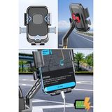 Motor,motosiklet,bisiklet ,scooter Için 360 Derece Dönebilen Dikiz Aynası Versiyonu Telefon Tutucu - Siyah