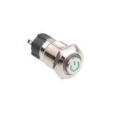 Motorobit 12A-P1-C 12mm Düz Yaylı Işıklı Power Metal Buton - Beyaz