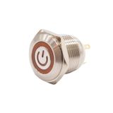 Motorobit 16H-P1-Ec 16Mm Düz Yaylı Işıklı Power Metal Buton - Sarı