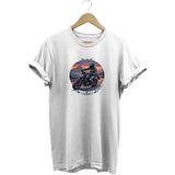 Motorsiklet Baskılı Erkek Tişört Vintage Retro Tasarım Grafik Baskı Bisiklet Yaka - Beyaz - XL
