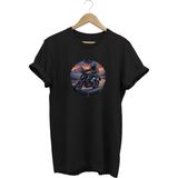 Motorsiklet Baskılı Erkek Tişört Vintage Retro Tasarım Grafik Baskı Bisiklet Yaka - Siyah - XL