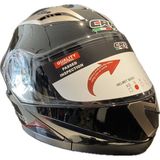 Motorsiklet Kaskı Crn Parlak Siyah - Gri Kask Çene Açılır-Tam Kask Vizörlü ve Intercom Takma Yuvalı - Medium