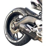 Motorsiklet Michelin + Kuyruk Lastik Yazısı Lastik Stiker 15-21 Inç Arası Uyumlu 8ADET Lastik Sticker - Standart - Renkli