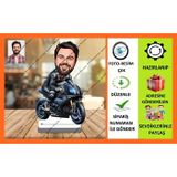 Motorsiklet Tutkunu Karikatür Biblo,Sevgiliye Hediye,Doğum Günü