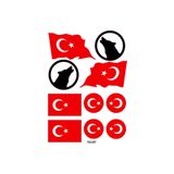 MOTOSEPETİM TÜRK BAYRAĞI KURT ÇOKLU EKİPMAN KASK MOTORSİKLET STİCKER SETİ 01