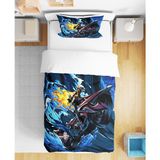 Motosiklet 3D Dijital Baskılı Tek Kişilik Erkek Çocuk Nevresim Takımı - Mavi - 160 x 220 cm