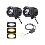 Motosiklet Arazi Aracı Sis Farı Seti Beyaz Sarı Projektör 12-24v 3 Mod Fan Soğutmalı Metal Kasa