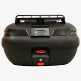 Motosiklet Arka Çanta 45 Litre Sırt Dayama Ve Üst Tabla Full Set Black Edition Siyah