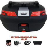 Motosiklet Arka Çanta 45 Litre Sırt Dayama ve Üst Tabla Full Set Siyah - Standart