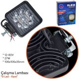 Motosıklet Atv 12V 80V Sıs Farı 9 Led Kare Tıp Beyaz Isık