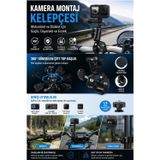 Motosiklet Bisiklet Gidon Kamera Montaj Metal Kelepçesi 360° Döner Metal Tutucu