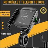 Motosiklet Bisiklet Telefon Tutucu Ayna ve Gidon Bağlantılı (Titreşim Yapmaz) Ayna Aparatı Hediye