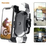 motosiklet, bisiklet ve scooter telefon tutucu darbelere karşı korumalı yatay ve dikey kullanılır - Siyah
