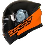 Motosiklet Çene Açılır Kask Ece 22.06 Sertifika Güneş Vizörü Motor Kaskı Eagle Orange - Siyah