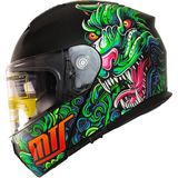 Motosiklet Çene Açılır Kask Güneş Vizörlü Ece 22.06 Sertifikalı New Motor Kaskı V2 Dragon - Çok Renkli