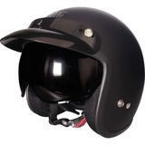 Motosiklet Chopper Cruiser Yarım Açık Kaskı Abs Malzeme Ce Güneş Vizörlü Mat Black Motor Kask - Siyah