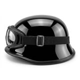 Motosiklet Chopper Kaskı Yarım Retro Cruiser Gözlüklü Kask Siyah