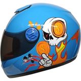 Motosiklet Çocuk Kaskı Full Face Pp Metreal Skull Blue