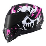 Motosiklet Double ve Güneş Vizörlü Full Face Kask Ce Motor Kaskı Skull