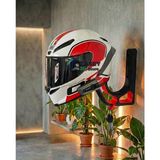 Motosiklet Kask Askısı Duvar Tipi Kask Tutucu ve Anahtarlık Standı - Kırmızı - Siyah - 1