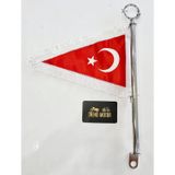 Motosiklet Makam Bayrağı Flama - Ay Yıldız Beyaz Püskül