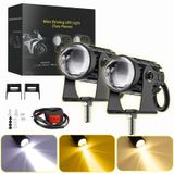 Motosiklet Scooter Mini Sis Farı Set Delici Işık Beyaz Sarı Metal