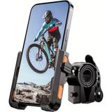 Motosiklet Telefon Tutacağı - 360° Dönebilen, 20-40MM Gidonlara Uyar, Akıllı Telefonlar 4.5-7.0 ile Uyumlu - Siyah - Turuncu