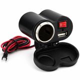 Motosiklet ve Elektrikli Bisiklet Çakmaklık Soketi USB Şarj Girişi – 12V-24V, 5V 2A USB Çıkış, Açma Kapama Anahtarlı, 130 cm Kablolu, Gidon Montajlı