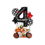Motosiklet Yarış Motoru Konsept 4 Yaş Balon Set Motosiklet Doğum Günü Balon Set