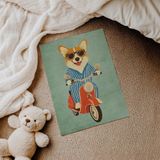 Motosikletli Sevimli Köpek Çocuk Odası Duvar Posteri Çerçeveli Tablo Duvar Dekorasyonu - 30 x 40 - Çerçevesiz Poster