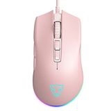 MOTOSPEED V70 USB Kablolu Oyun Faresi, DPI 6400 ZEUS6400 Optik Sensör, Chorma RGB Arkadan Aydınlatmalı, 7 Programlanabilir Düğme, Dizüstü Bilgisayar, PC, Mac için Ergonomik PC Oyun Faresi (Pembe)