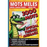 MOTS MELES ADULTES GROS CARACTERES -2 000 Mots- 1 Grille Par Page: + 100H De Jeux Pour Seniors -THEMES ANIMAUX- Format A5 - Livre Casse Tête Adulte Pour Cadeau Anniversaire Ou Noël